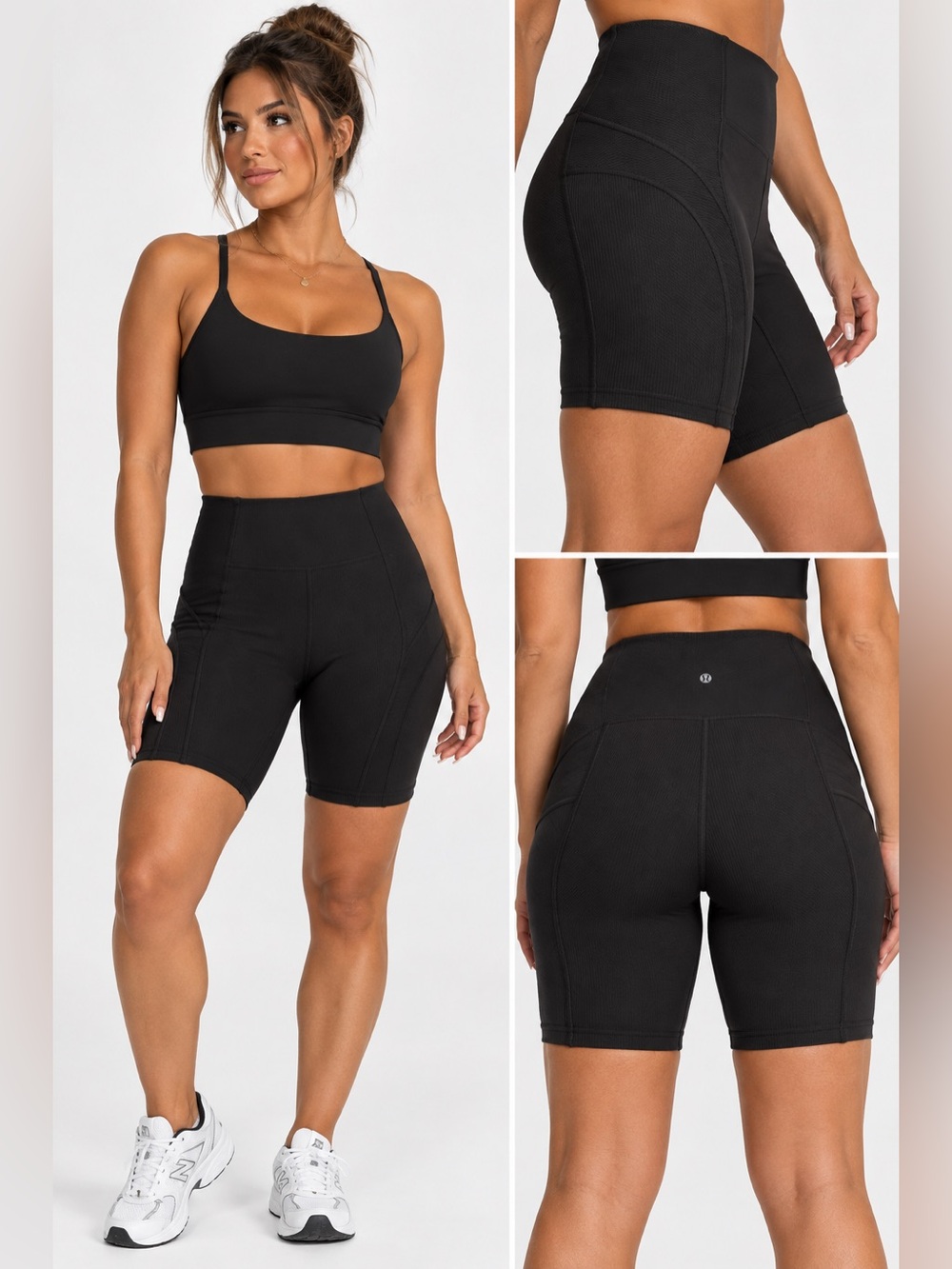 Lululemon Ribbed High-Rise Yoga Short 8” Black Size 6 Luxtreme